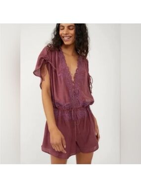 Free People Weila Embroidered Romper nwot